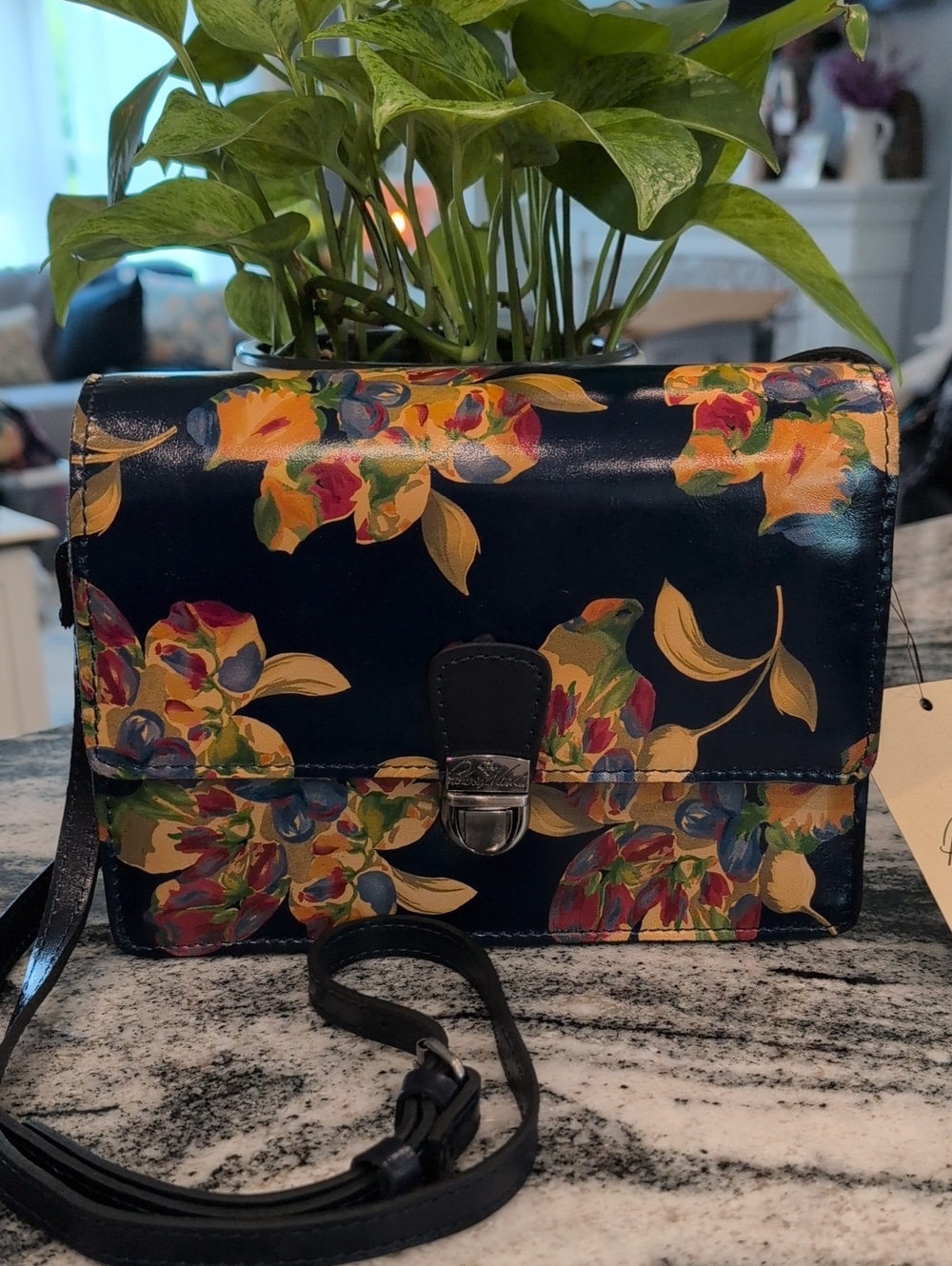 Patricia Nash Lanza Le Fleur Navy Floral Crossbody Bag